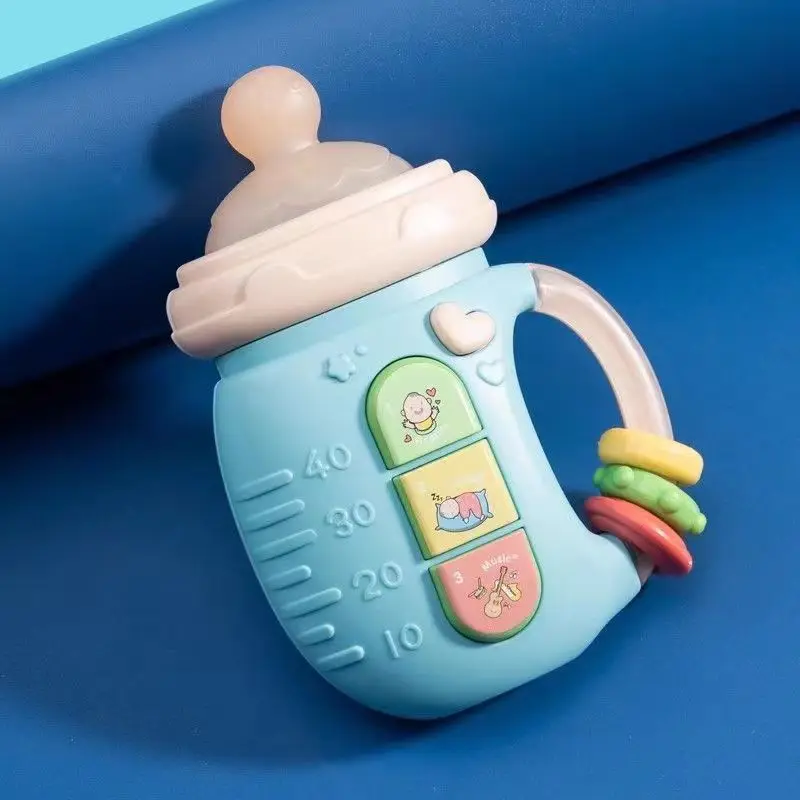 Educational Rattles Music Feeding Bottle Night Light Sooth Vocal Pacifier Newborn Soft Teether Mobile Baby Milk Drink Toy Gift