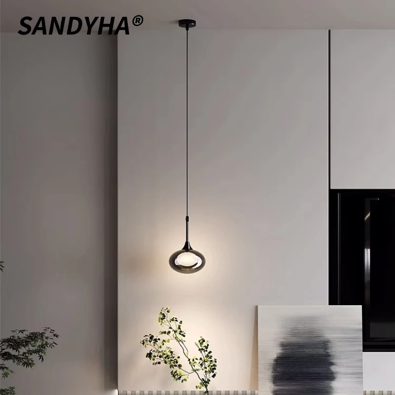 

SANDYHA Modern Minimalist Pendant Lights Glass Lampshade Led Lamp for Living Room Decor Bedroom Bedside Table Lighting Fixtures