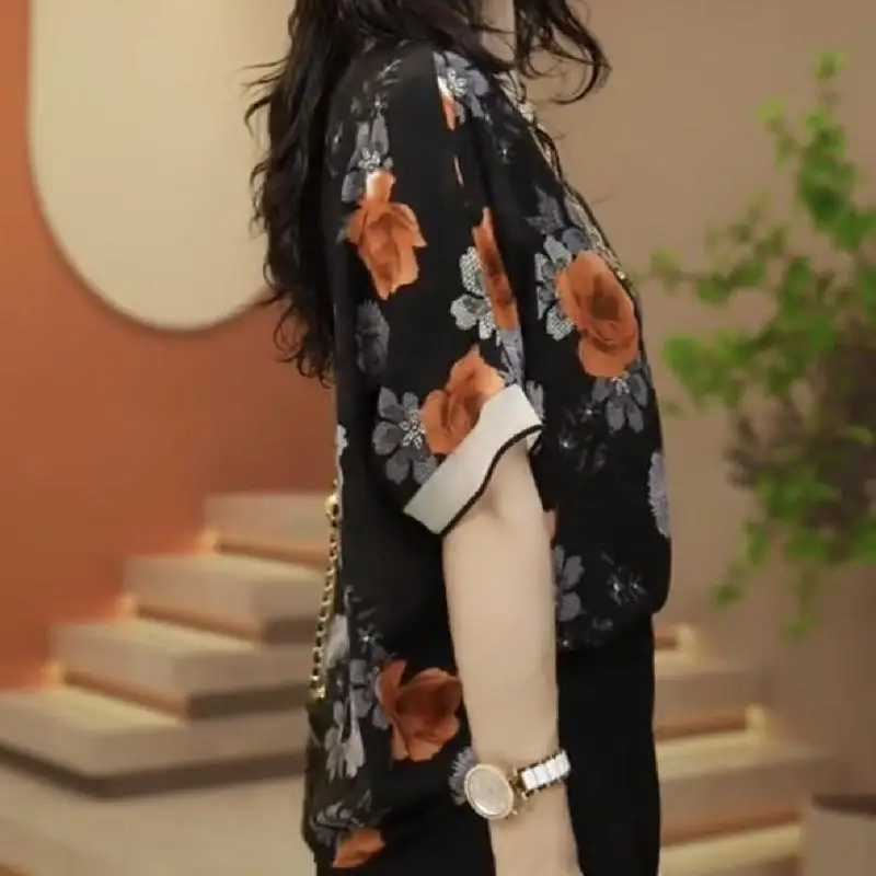 2025 Summer New Casual Chiffon Shirt Short-sleeved Slim Top Fashionable Fashionable Pullover