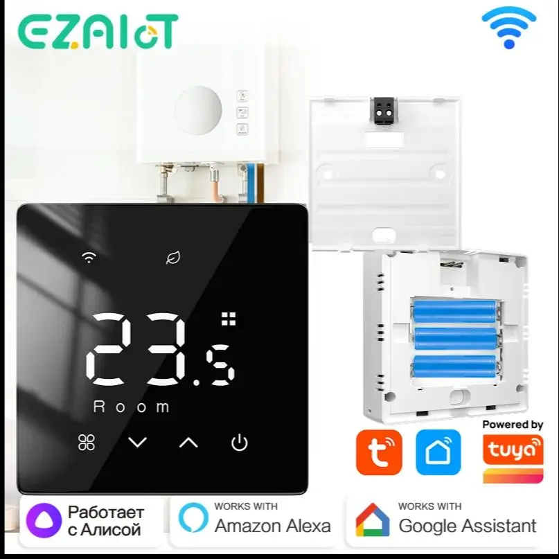 Slimme draadloze gasboilerthermostaat Tuya WiFi Zigbee Dagelijks programmeerbare temperatuurregelaar op batterijen Alexa Google Hom - afbeelding 2