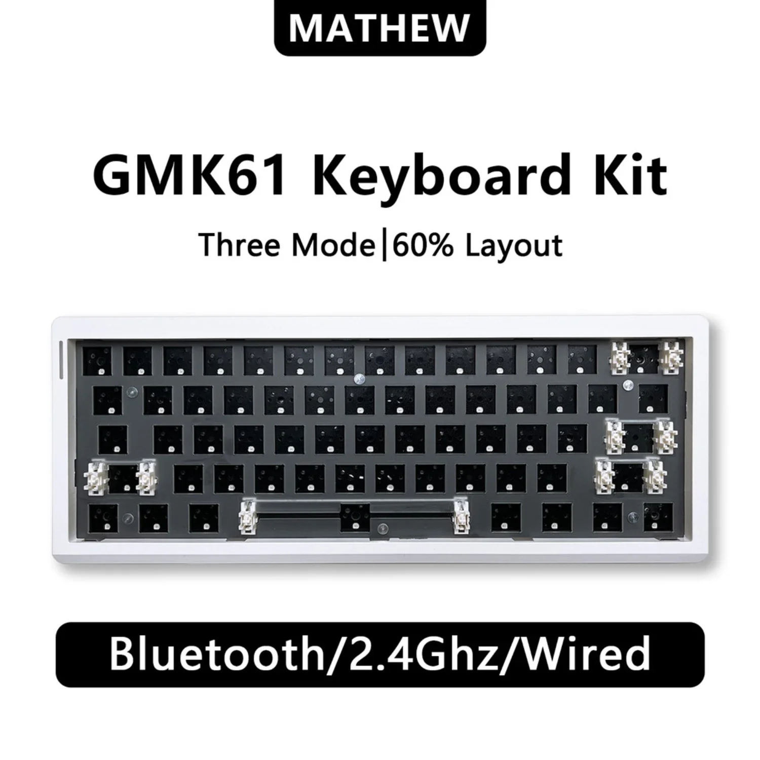 ZUOYA GMK61 3mode 2.4G/Bluetooth/Tpye-C Mechanical Keyboard Kit Hot-swappable Gasket Structure RGB Backlit DIY Customed Keyboard