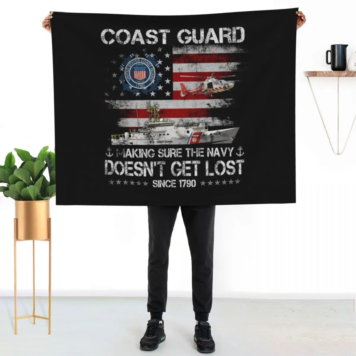 Coast Guard Making Sure The Navy Doesn't Get Lost Since 1790 Throw Blanket for sofa Baby Blankets For Sofas Cute Blankets