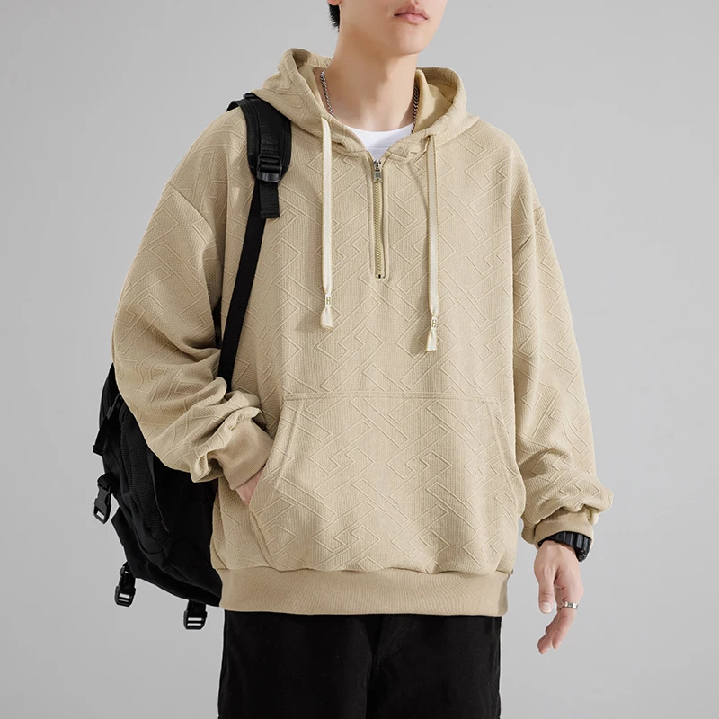 Plus Size Hoodie for Men 5xl 6xl 7xl 8xl Spring and Autumn Half-zipper Youth Long-sleeved Trendy Fat Loose Casual Sports Jacket