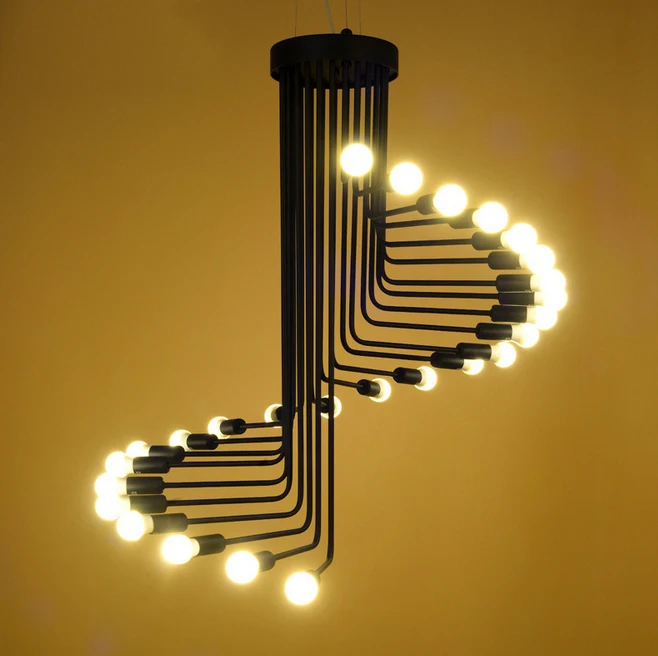 

Modern vintage Loft Pendant light Iron Spiral Staircase Lamp Drop light Fixture hanging light antique american pendant lamp