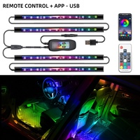 EURS LED Car Music RGB Light Foot Lamps 48LED USB Smart Bluetooth APP Control Waterproof Car Interior Atmosphere Light Strip