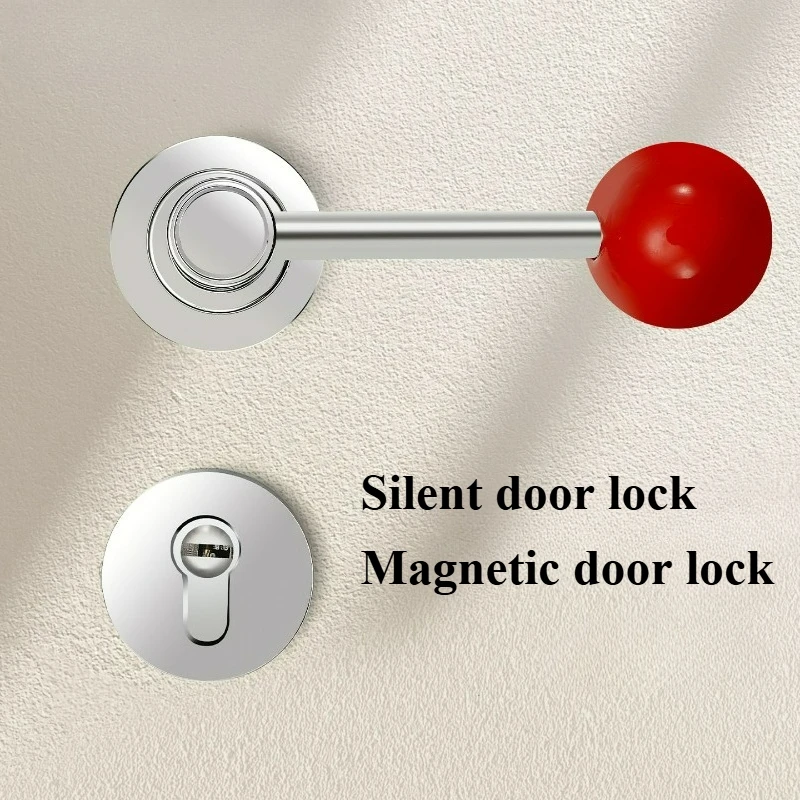 

Простой и бесшумный дверной замок с разделенным корпусом для дома, спальни, офиса, помещения, красный шар, магнитный/бесшумный замок из цинкового сплава