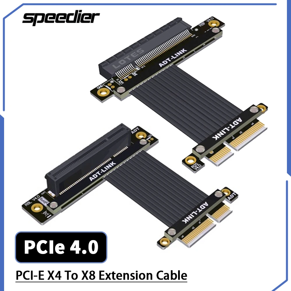 

Riser PCI-E X4 To X8 Extension Cable PCIe 4.0 High Speed Stable 8X 4X Riser Cable 90 180 Degree Connector For Graphics Card