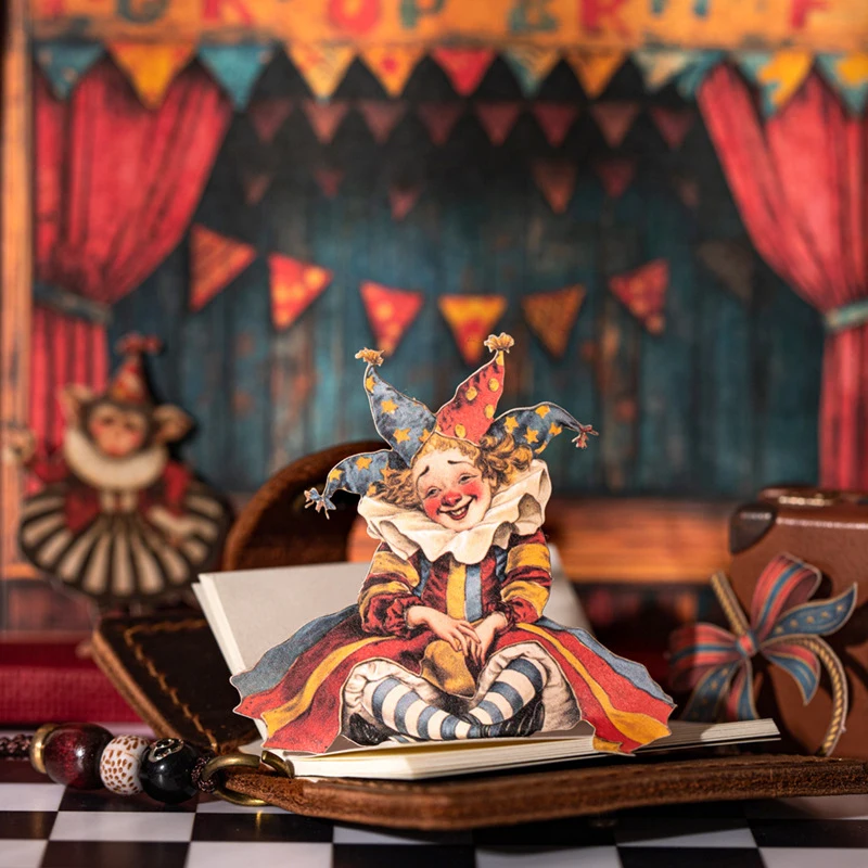 

15 pcs/pack Circus Hard Card Stickers, Cute Clown & Animal Stickers,DIY Handmade Album Scrapbooking Decorative Paper Supplies