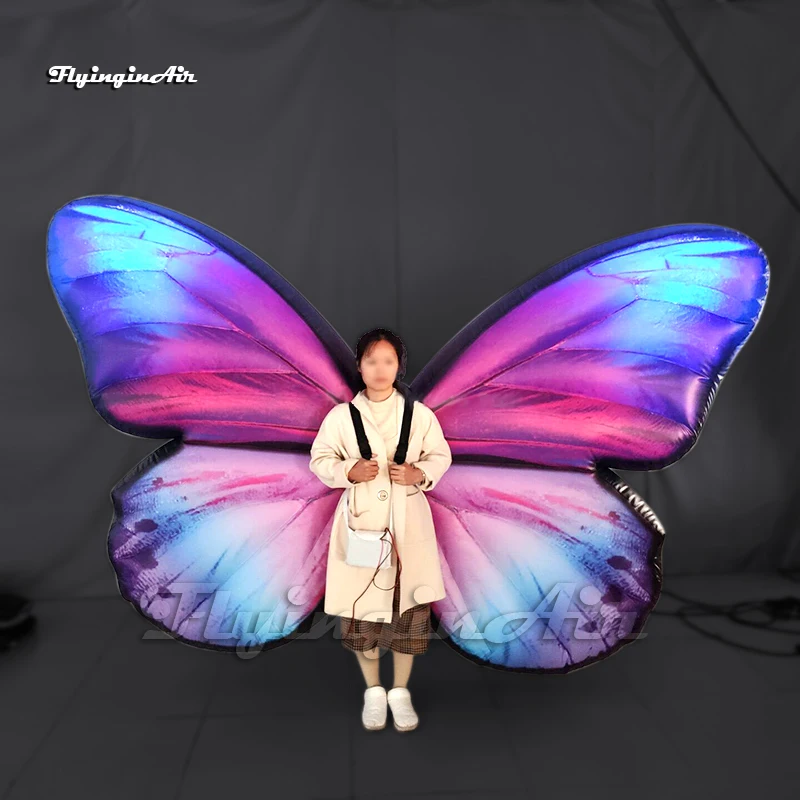 

Personalized Walking LED Inflatable Butterfly Wing Carnival Stage Performance Clothing Air Blow Up Butterfly Costume For Parade