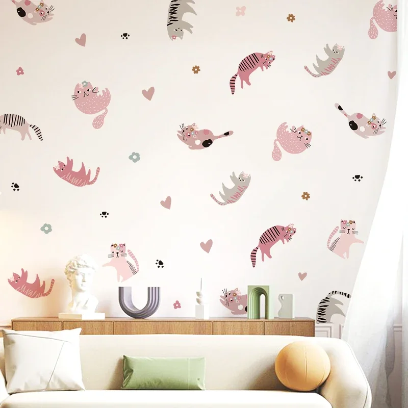 

Cute Cats Animals Wall Stickers For Kids Rooms Girl Child Bedroom Home Wall Decoration Self-adhesive Vinyl Sticker Wallpapaers