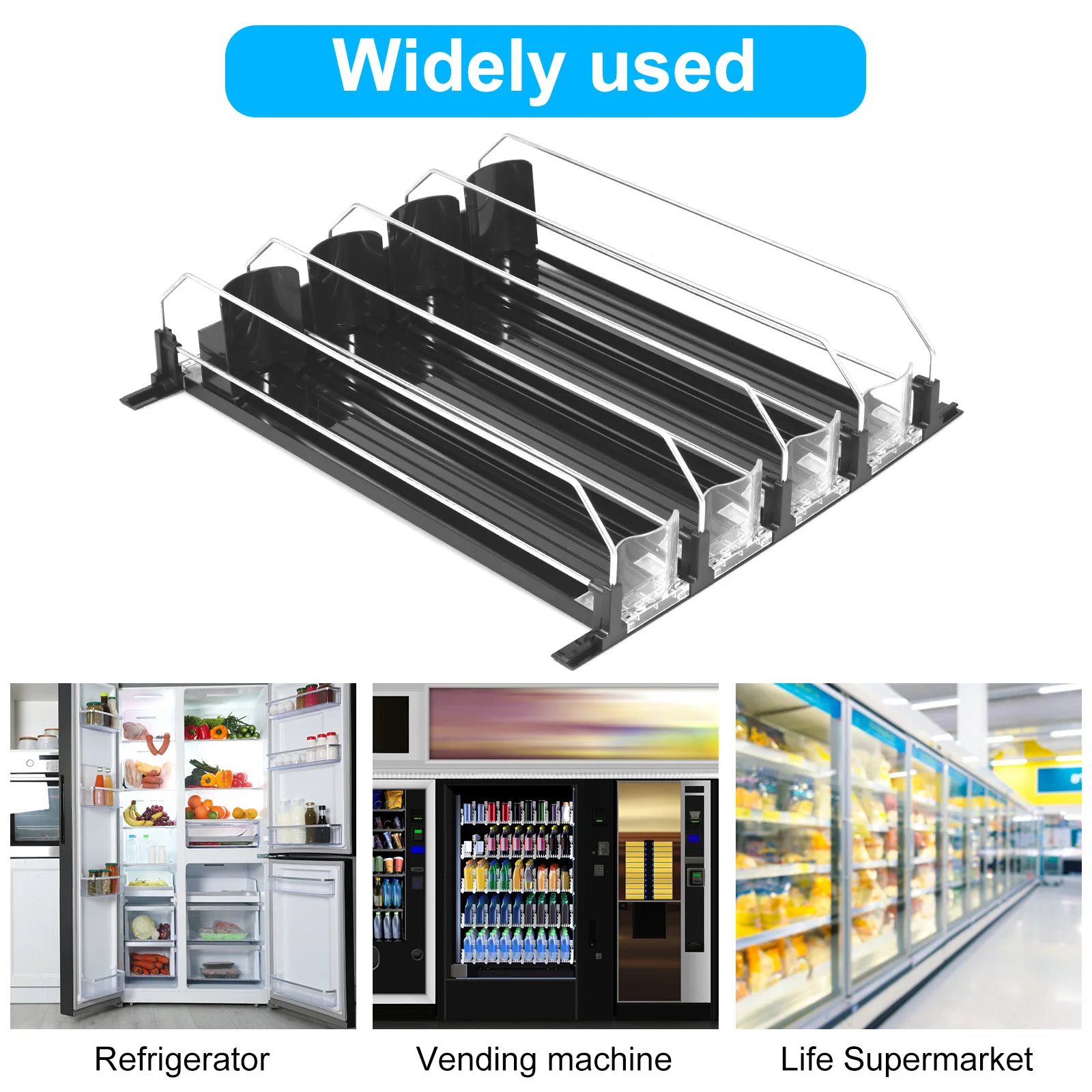 3/4Grids Fridge Beverage Organizer Adjustable Spring Self-Sliding Soda Drink Canned Dispenser for Kitchen Refrigerators Storage