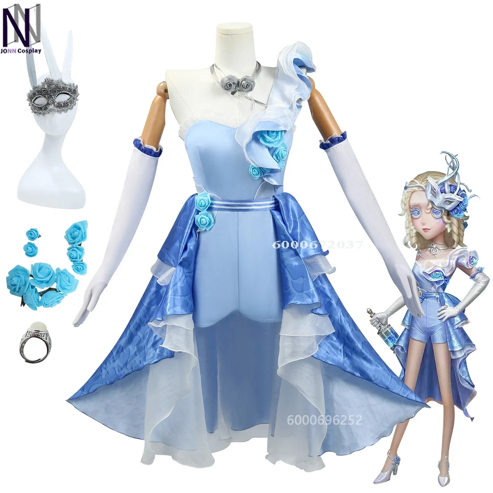 Identity V Game Demi Bourbon Barmaid Rose Cosplay Costume Role Play Comic with Dress Halloween Party Wigs Animation Prop XS-XXXL