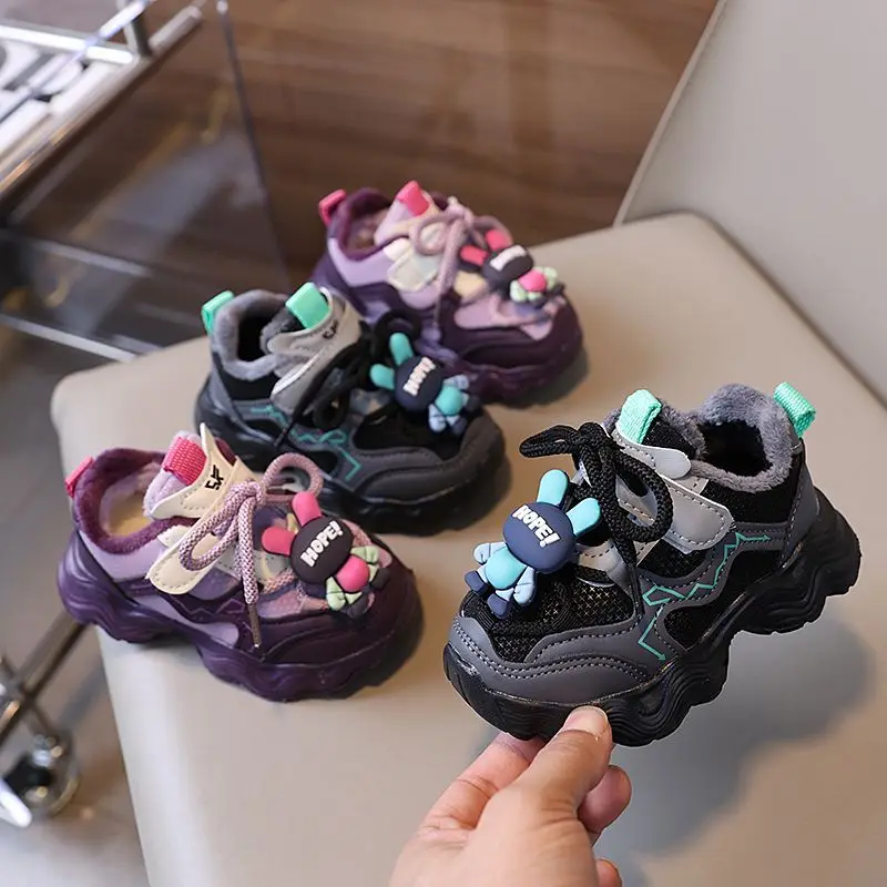 كارتون 2025 الشتاء المخملية أبي أحذية الأطفال الرياضة أحذية رجالية قطنية أحذية الأطفال عادية