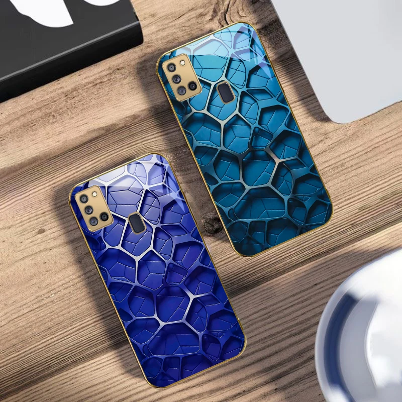 مجردة الهندسة الفن لسامسونج A 31 32 A33 A34 35 14 A15 13 16 25 26 50 52 53 54 55 56 70 71 72 73 الزجاج الذهبي جراب هاتف