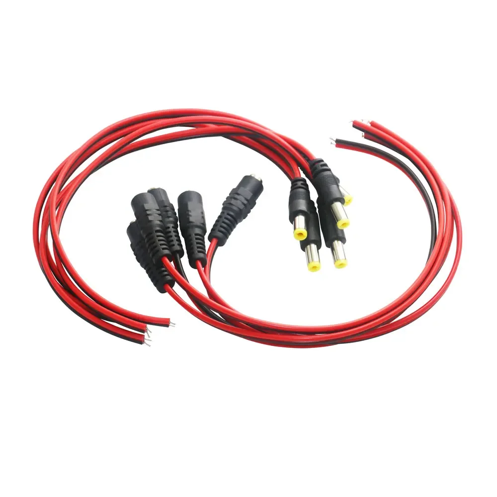 10PCS 12V Dc Male Female Jack Connectors Cable Wire Line Adapter Plug Power Supply 5.5 x 2.1mm Length 20CM