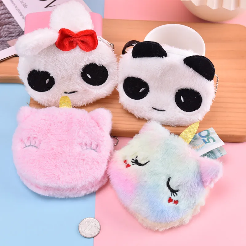 10cm neue Cartoon niedlichen Panda Kaninchen Plüsch Geldbörse Münz tasche Mädchen Lippenstift Tasche Bluetooth Headset Datenkabel Aufbewahrung tasche