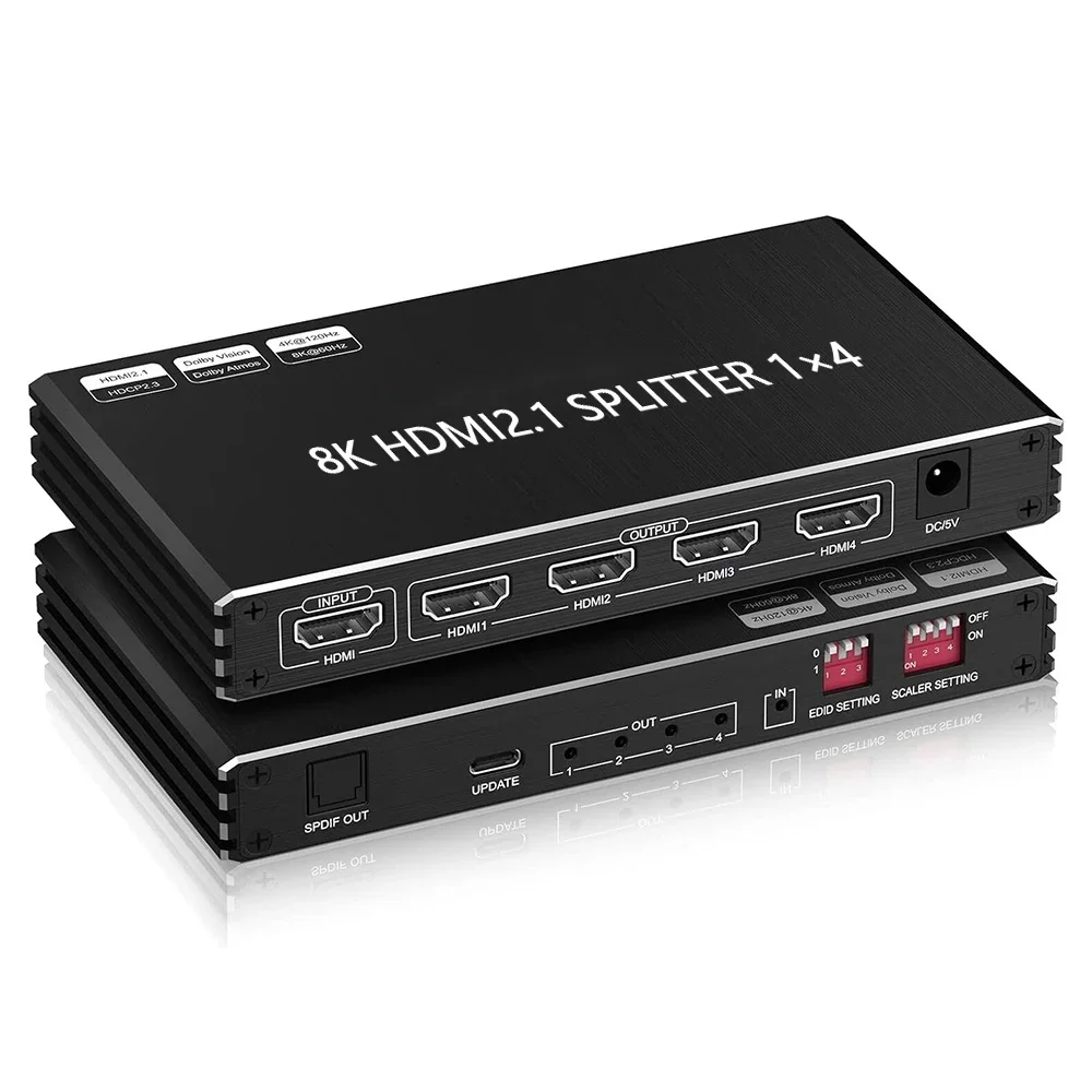 High Quality 2.0 hdmi Splitter 1 in 4 Out 4k@60hz Rj45 EDID Switch Dolb-y Atmo s 1x2 hdmi Splitter 1x4 for PC Monitors