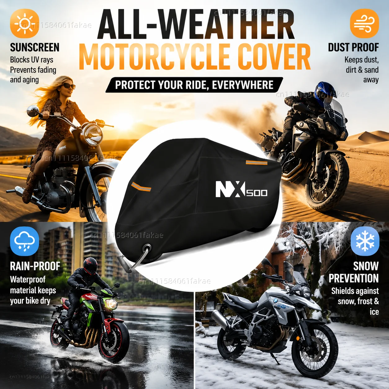 Motorcycle Cover Waterproof Outdoor All Season Dustproof UV Protective Moto Scooter Rain Cover For Honda NX500 NX 500 2023 2024 view 6