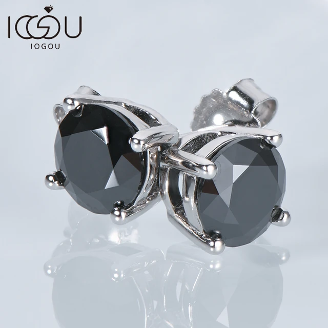Sterling Silver Black Diamond Earrings Black Diamond Earrings Studs Mens Black Aliexpress