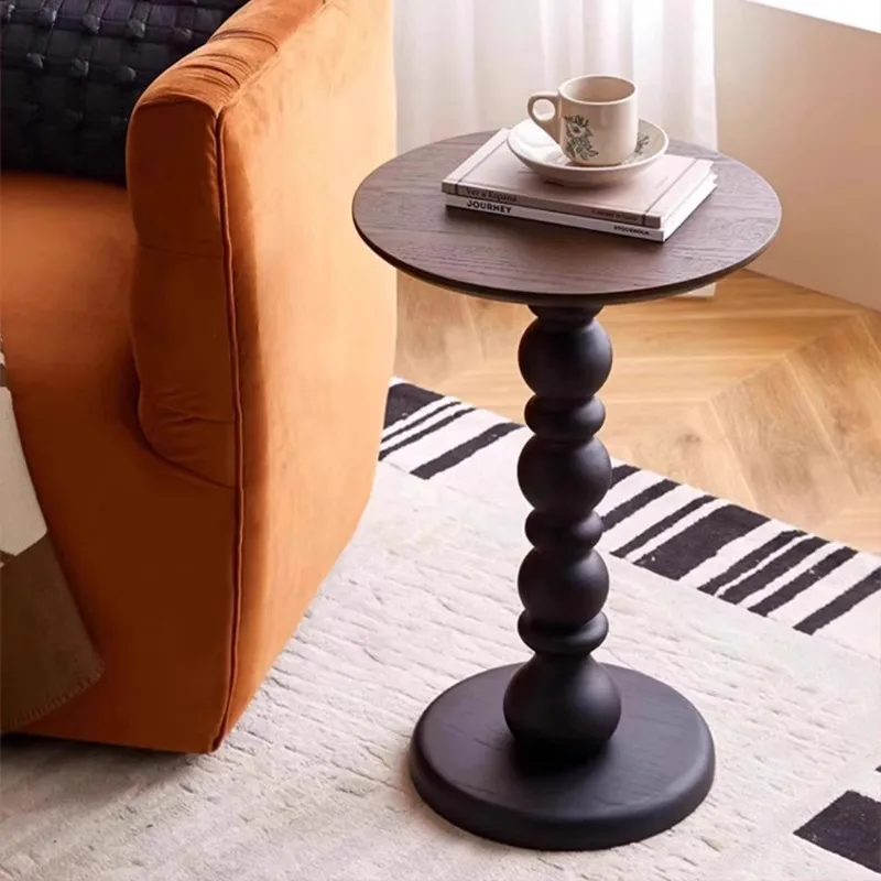 

French retro solid wood coffee table living room home coffee table small round table combination