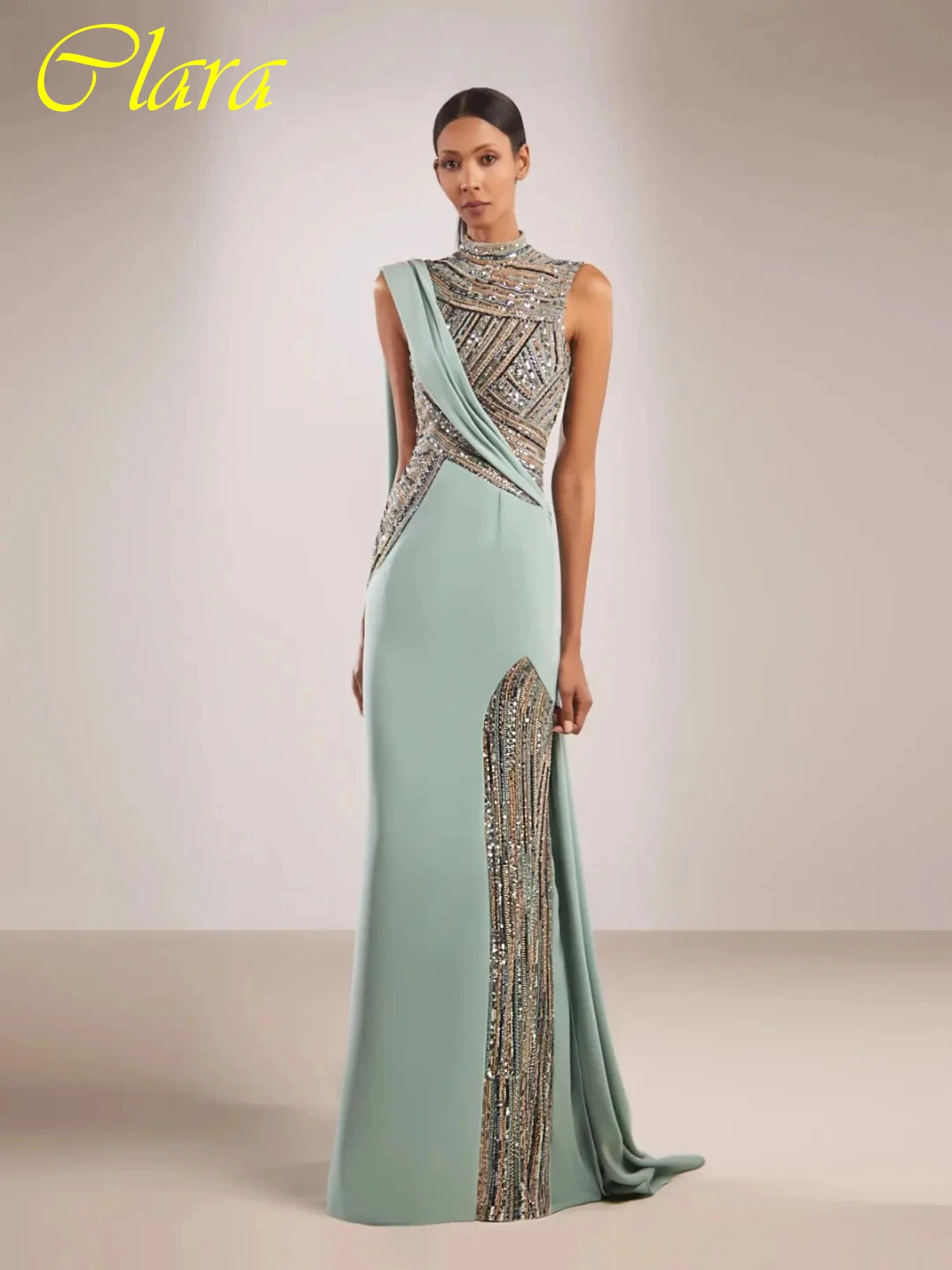 

Customized Straight Crew Neck Sleeveless Elegant Evening Dress Delicate Celebrity Gowns Temperament Bespoke Occasion Gowns
