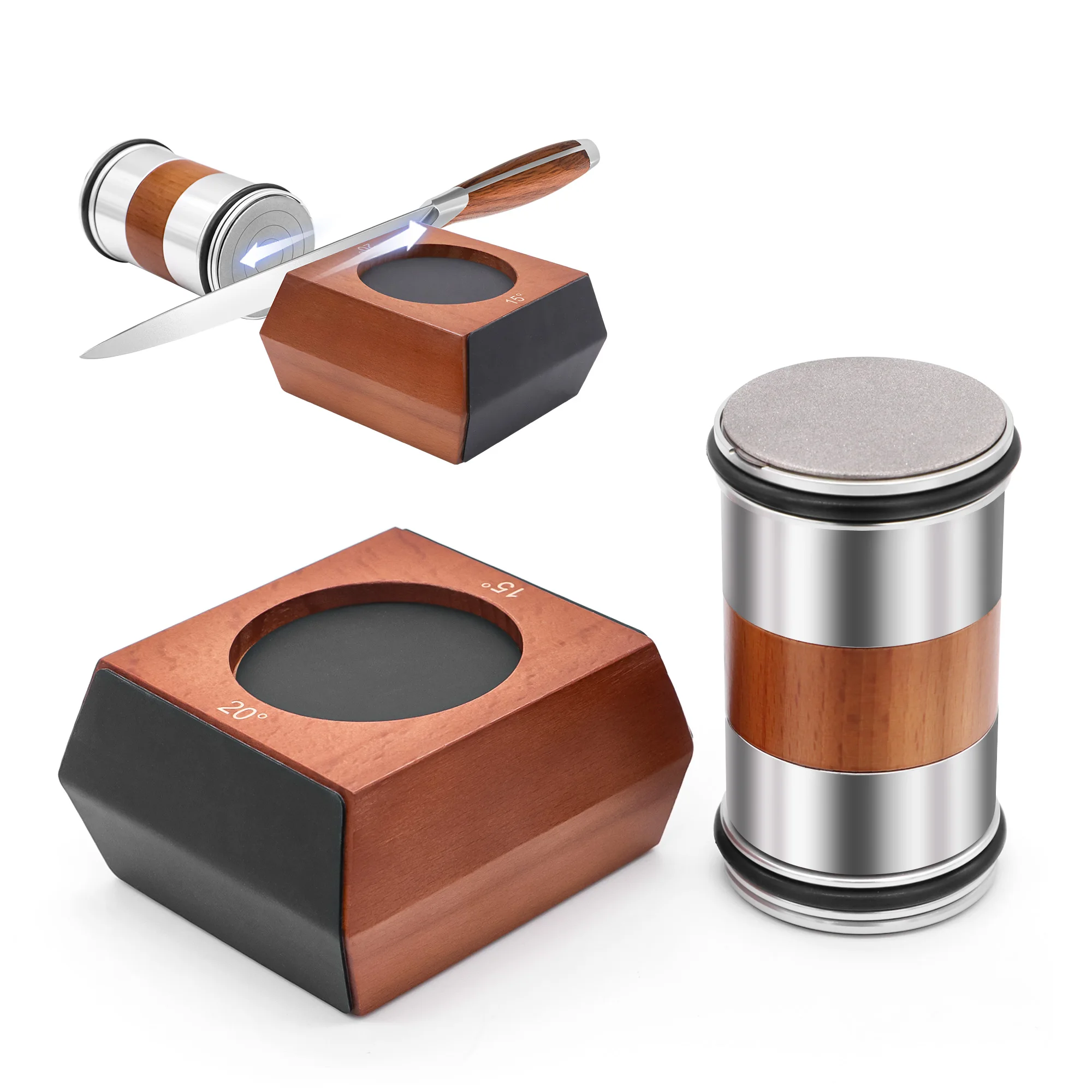 Stainless Steel Knife Sharpener with Four-sided Rollers with Magnetic Design Suitable for Home Kitchen Use Is Great Family Gift