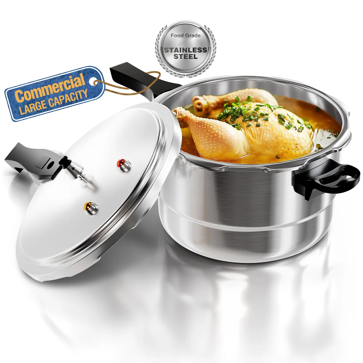 

WantJoin 6-14L Stainless Steel Pressure Cooker,Equipped With Spring Valve Safeguard Devices,Compatible with Gas&Induction