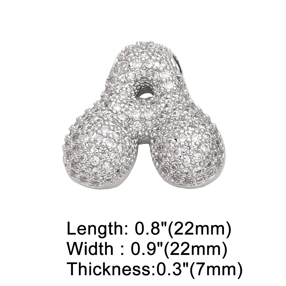 OCESRIO Silver Color White Crystal Bubble Letter Pendant for Necklaces Ballon Initial Necklace Jewelry Making Supplies pdtb595
