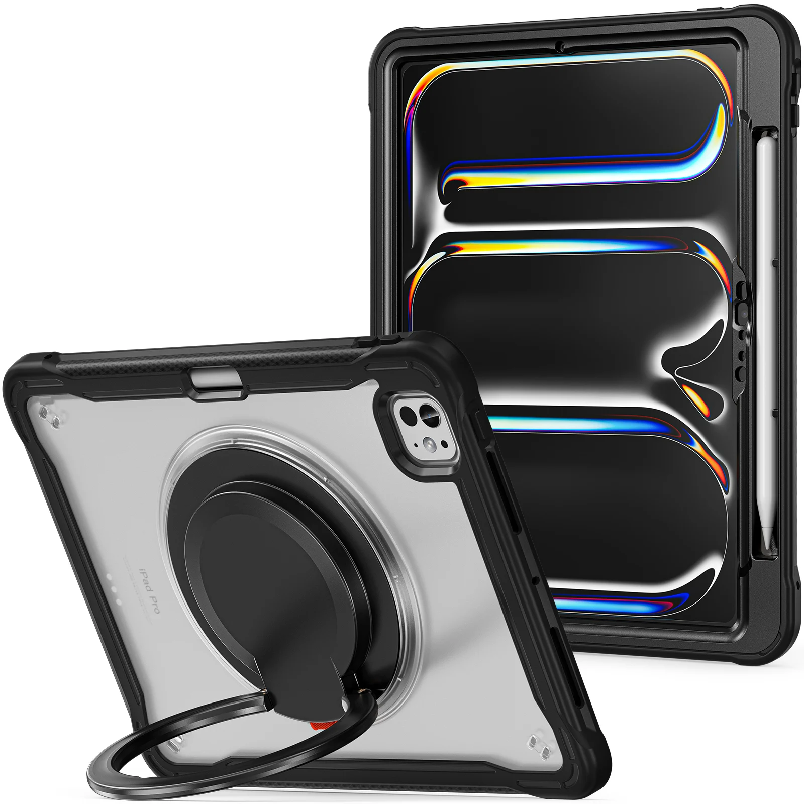 

Rotation Handle Grip Stand Tablet Case For iPad Pro 13 11 M4 Air 4 5 6 7 8 9 10th Generation Mini Shockproof Clear Hard Cover