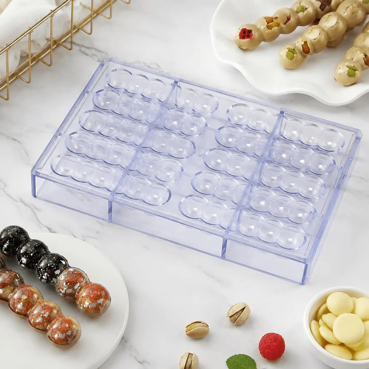 Hard Transparent Plastic Half‑Sphere Chocolate Mold, 10‑Cavity Reusable DIY Mould for Filled Homemade Candy Confectionery view 3