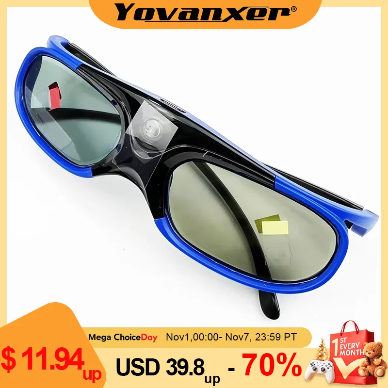 2025 แว่นตา Active Shutter DLP-Link 3D แว่นตา USB ชาร์จสําหรับ DLP LINK โปรเจคเตอร์ Xgimi Optoma LG Acer Jmgo BenQ W1070
