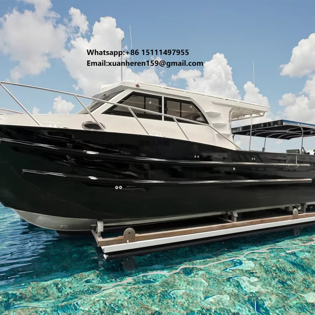 36ft Aluminum Luxury Yacht for 8 People Outboard Engine Touch Screen Control Cruising & Fishing Sports Leisure Boat