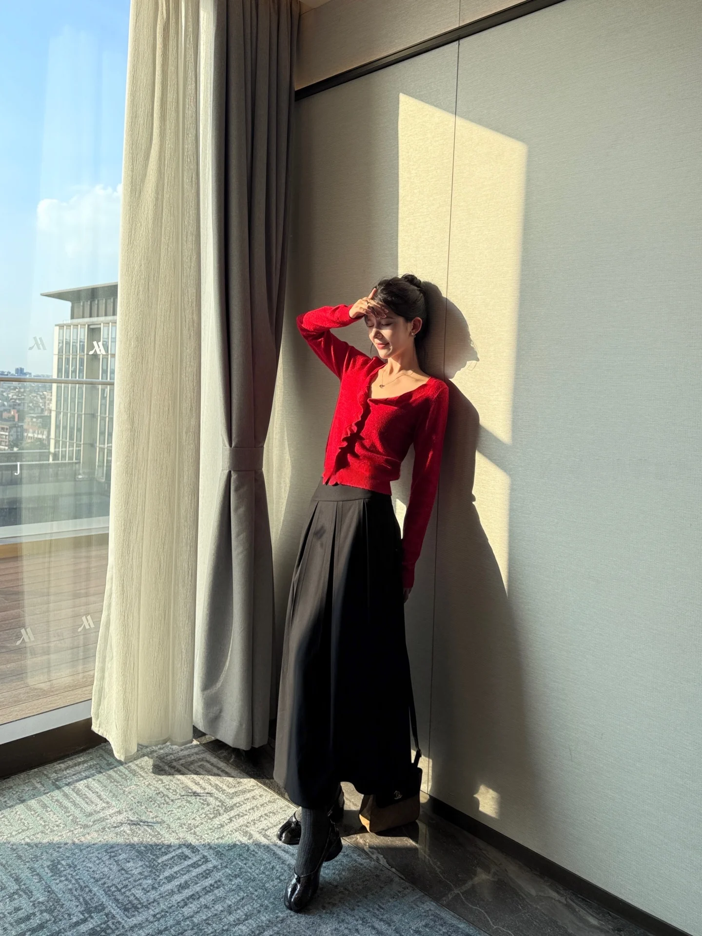 

Юбка-трапеция с высокой талией для женщин, черная, для офиса, длинная, расклешенная, удобная, из полиэстера, повседневная