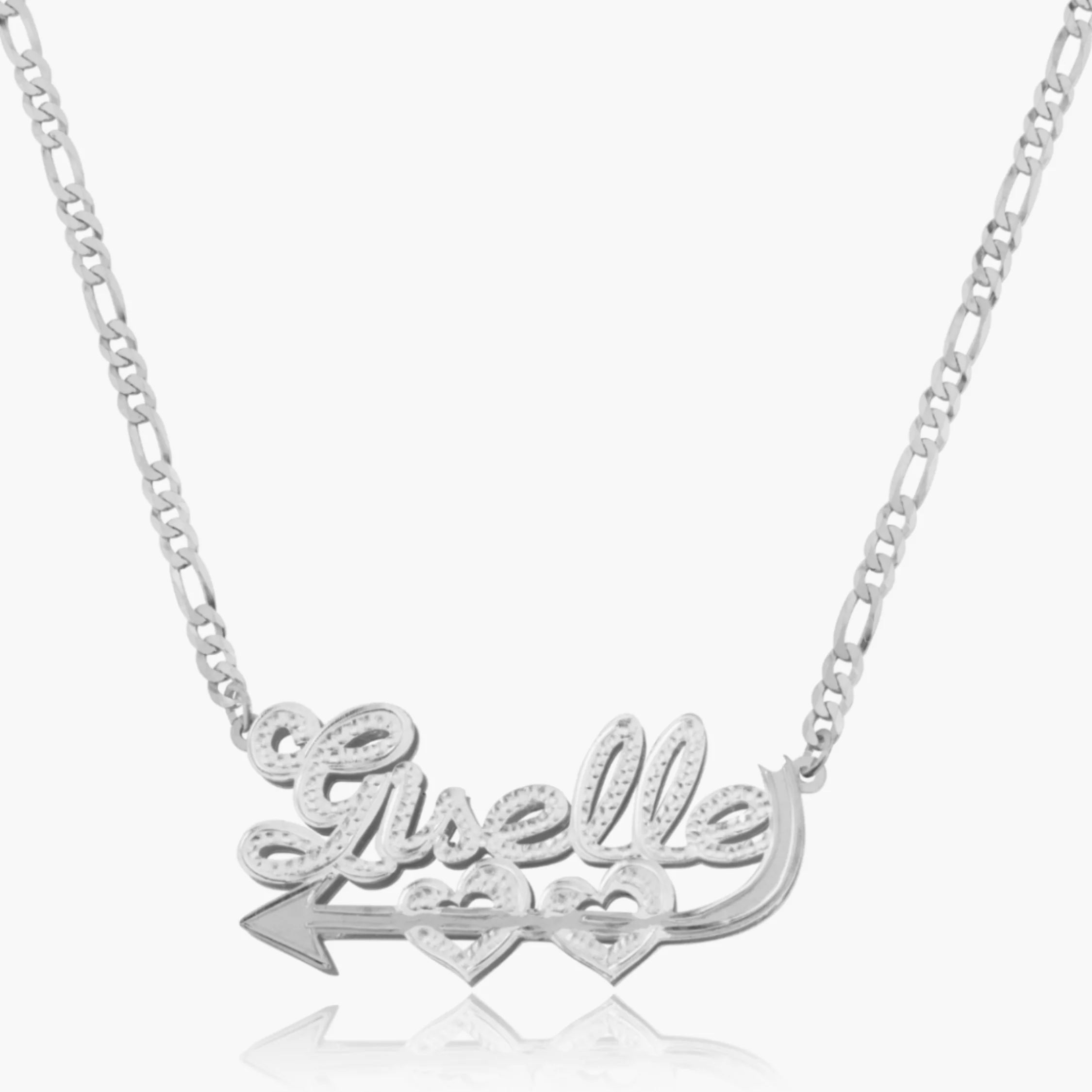 

Custom Double Gold Plated Name Necklace As A Gift for Her Custom Love Name Necklace with An Arrow Through The Heart
