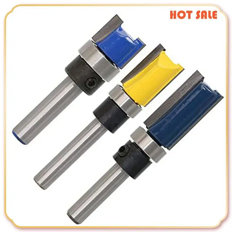 

ABFA-3Pcs 1/4 Inch Shank Flush Trim Router Bits Pattern Template Router Bit Set Woodworking Top Bearing Milling Tools