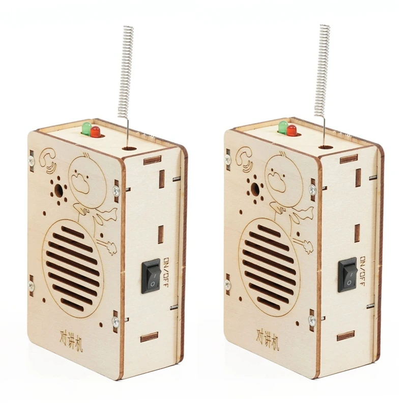 2Pcs DIY Wireless Walkie-Talkie Model Science Toys Kids Experimental Tool Kit Learning Education Wooden Puzzle Games