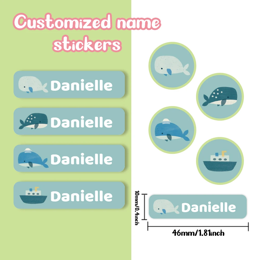 Custom deep sea Name Sticker,Transparent Waterproof Stickers for Kids,diy Name Labels for School Bag Bottles Box  Mug Uniform view 5