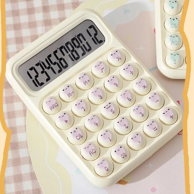 

Calculator 12 Digit Cartoon Bread Mechanical Keyboard Desktop Calculator for Finance Accounting Working Professional