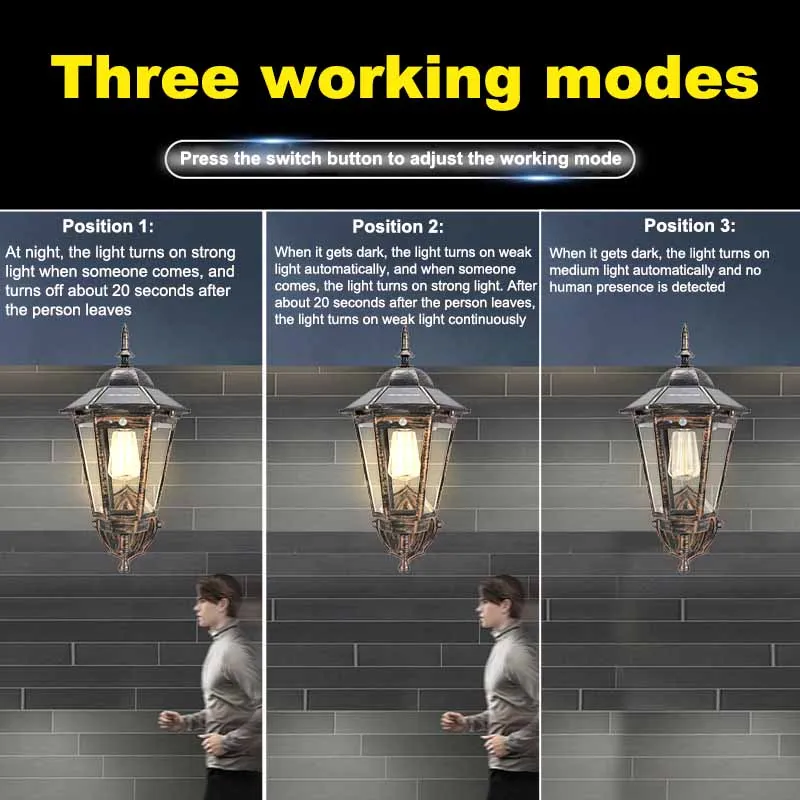 

E9 Solar Retro Wall Light Hexagonal Lights Waterproof Outdoor Garden Landscape Wall Decorative Tungsten Lamp Fence Lawn Lighting