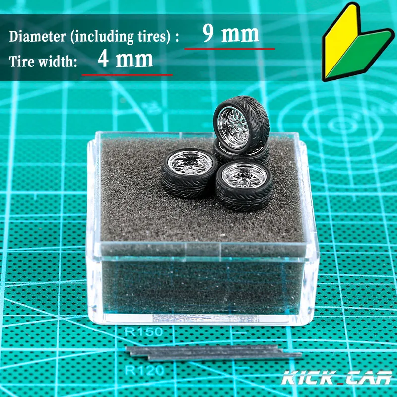 Chezhidao 1/64 ABS Wheels With Rubber Tyre Type E Modified Parts Diameter 10mm For Model Car Racing Vehicle Toy Hotwheels Tomica