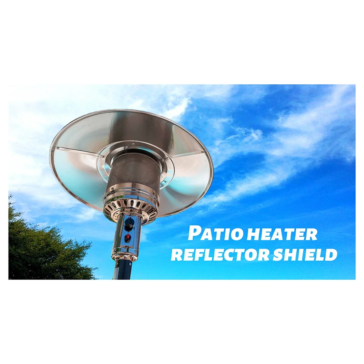 Patio เครื่องทําความร้อน Reflector Shield, โพรเพนกลางแจ้งเครื่องทําความร้อนเปลี่ยน - โดมด้านบน, 3-Hole Mount, 33 นิ้ว Dia รอบ