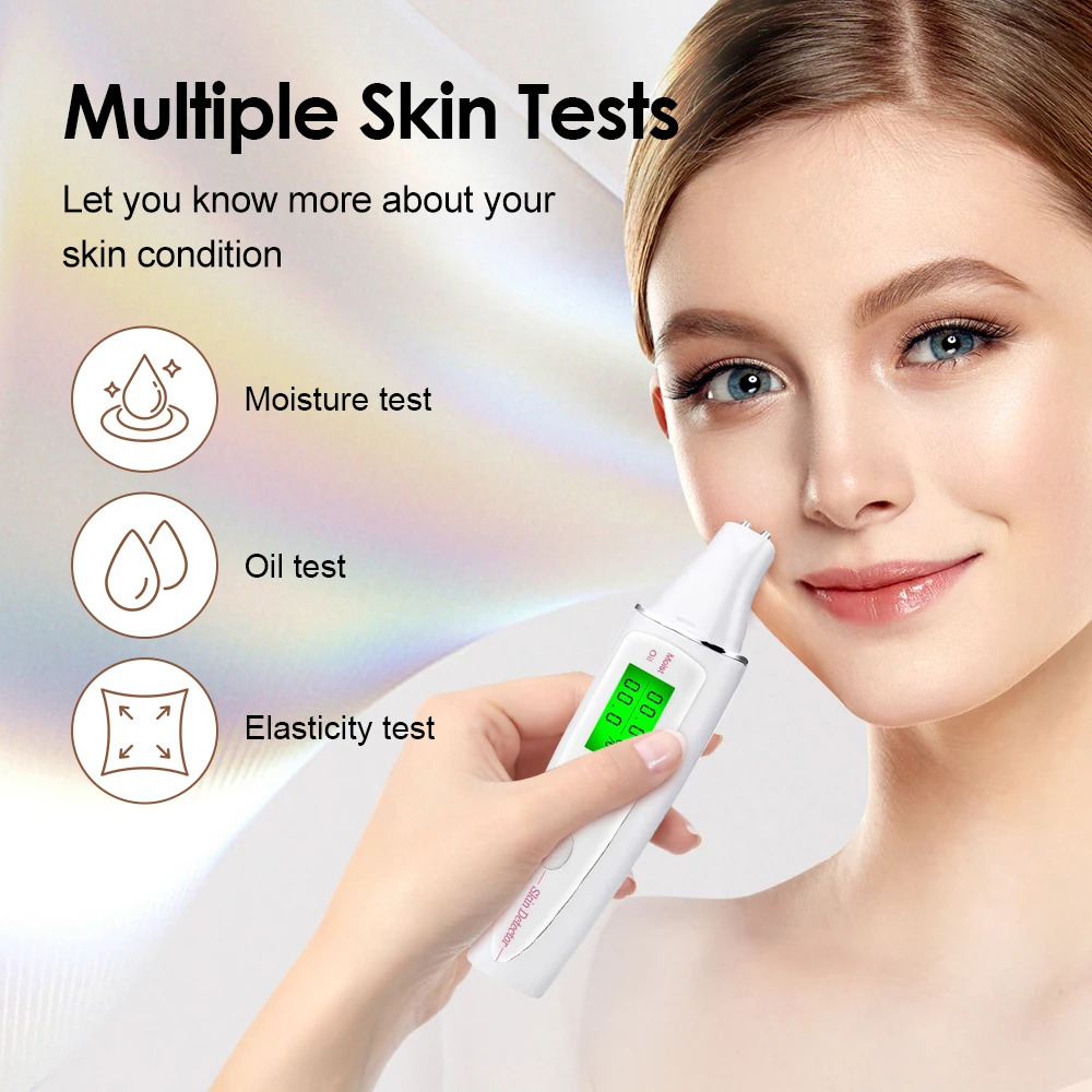 LCD Digital Skin Tester Skin Moisture Oil Test Meter Skin Analyzer Fluorescent Agent Detector For Forehead Cheek Skin Care