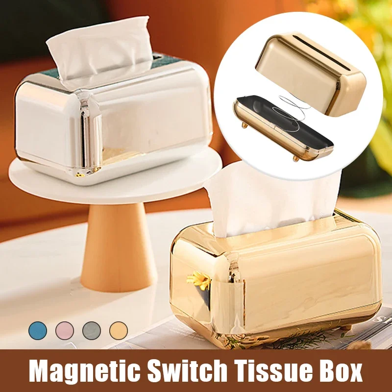 

Paper Towel Box Desktop Storage Napkin Kitchen Living Room Magnetic Suction Band Sanitary Dining Table Suction Paper Storage Box