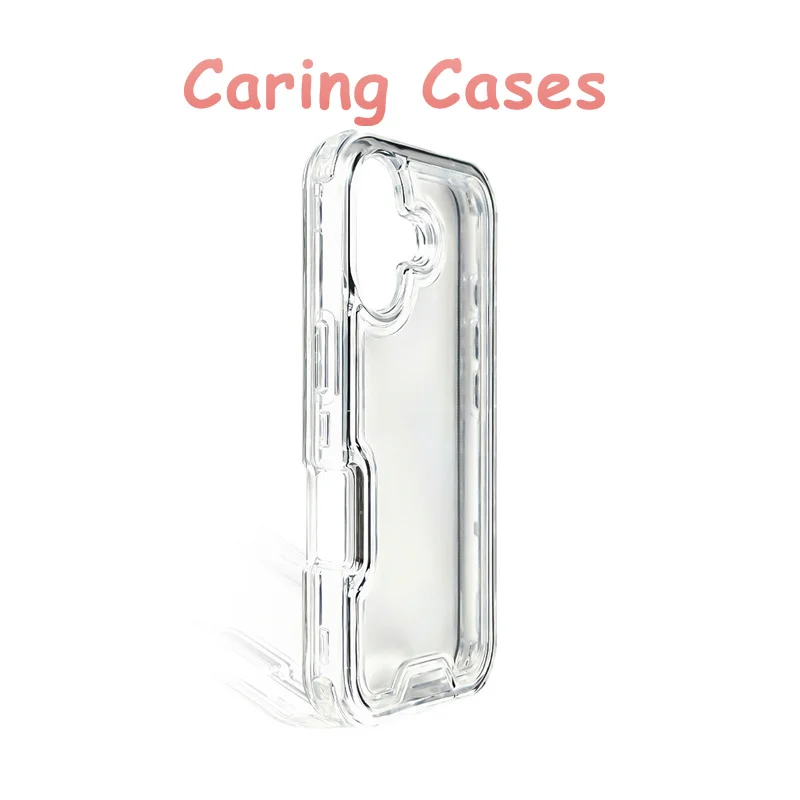 حافظة لهاتف آيفون 17 برو ماكس شفافة 3 في 1 مقاومة للصدمات وغطاء صلب سميك متوافق مع آيفون 16 15 14 13 12 11