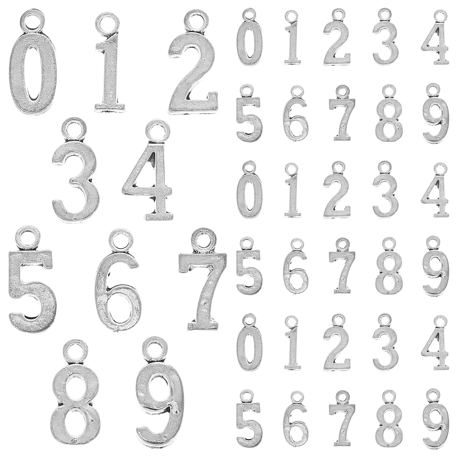 50 pz Numero 0-9 Set di ciondoli fai da te per la creazione di gioielli Progetti artigianali Bracciale Collana Portachiavi Accessori pendenti Risultati in lega