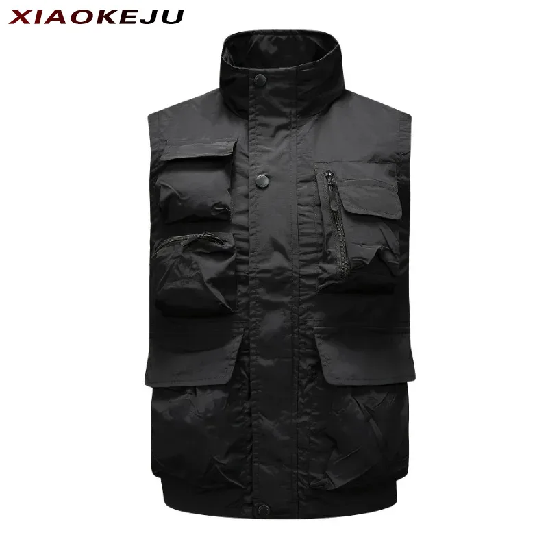 

Jacket Custom Men's Fishing Vest Clothing Made Sleeveless Free Shipping Tactical Luxury Multipocket Man Windbreaker Hunting Coat