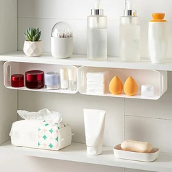 WORTHBUY Mirror Cabinet Wall Mounted Makeup Organizer Multipurpose Cosmetics Storage Box Plastic Case Punch Free Storage Rack