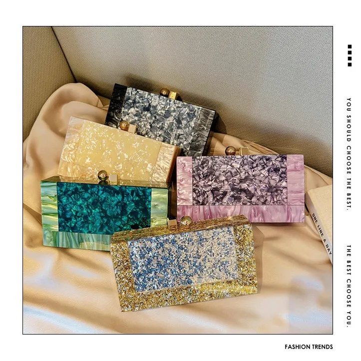 

Модная акриловая вечерняя сумка 2025 года, трансграничная прямая сумка S-образной цепочки, несущаяся Lo Bule, сцена для отдыха