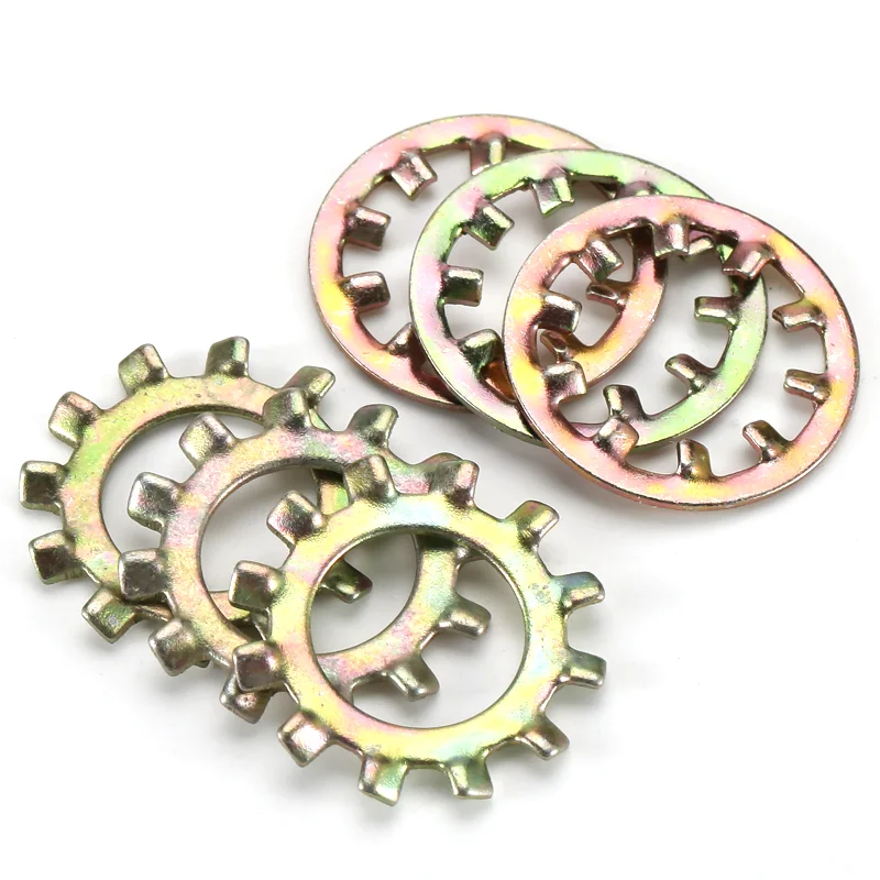 50 Pc Set M3-M10 Galvanized Serrated Lock Washers Internal & External Thrust Anti-Lock Washers for Secure Fastening
