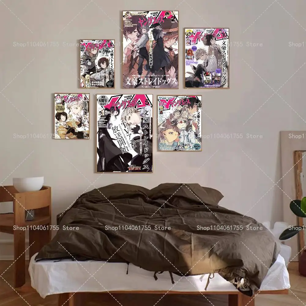 Bungo Stray Dogs Anime Poster Self-adhesive Art Waterproof Paper Sticker Coffee House Bar Room Wall Decor